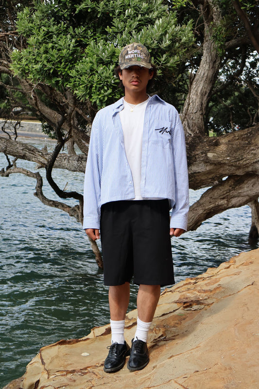 Striped Signature Long Sleeve Shirt - Black